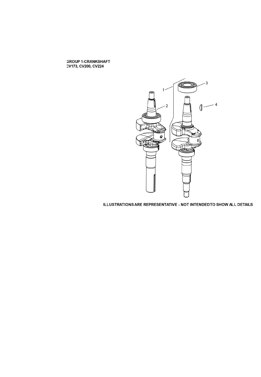 Cv173-3016 Crankshaft Diagram and Parts List for CV173-3016  Cub Cadet Lawn Mower